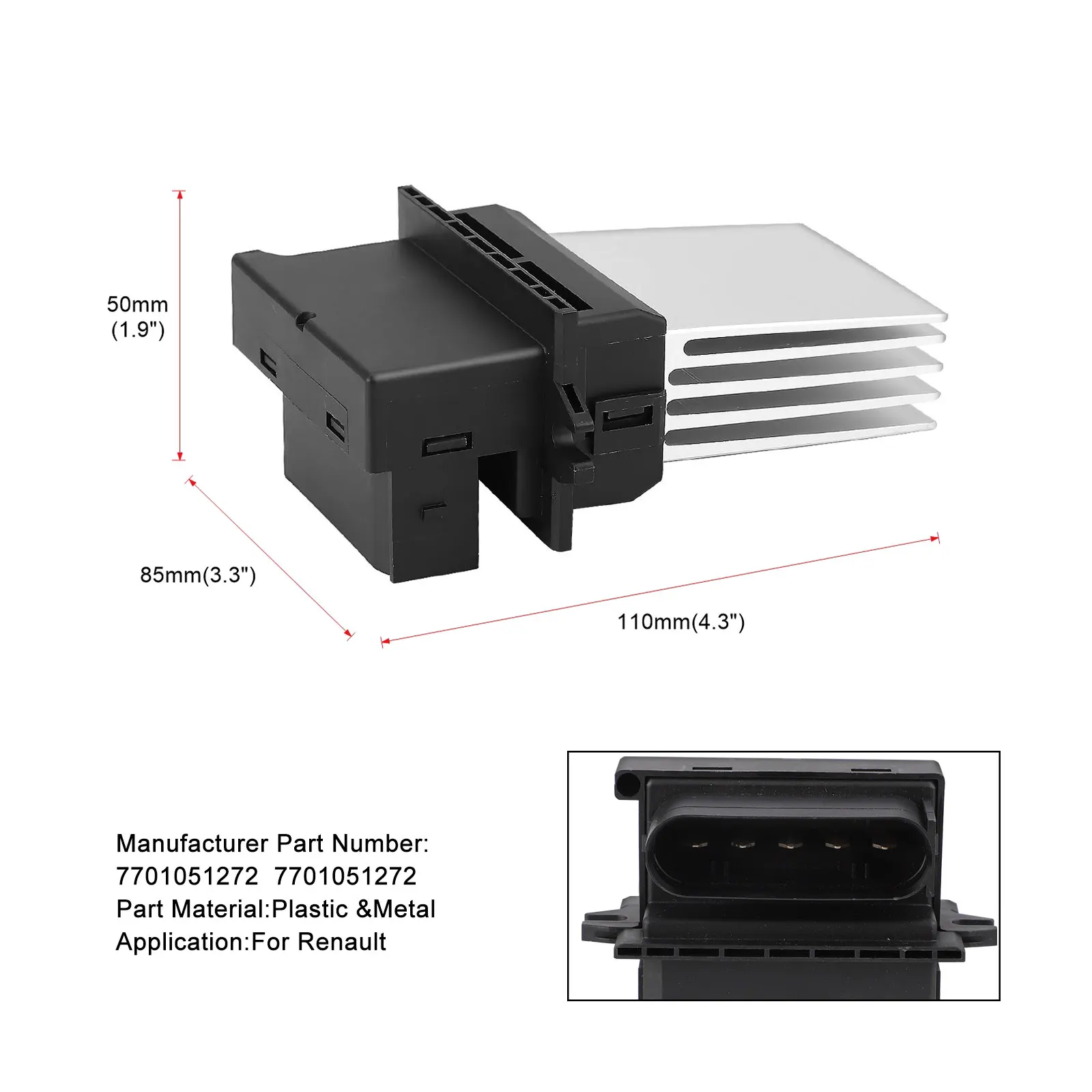 Auto Heater Blower Fan Motor Resistor 7701051272 Blower Control Resistor Module For Renault Clio Symbol Thalia 1998 -
