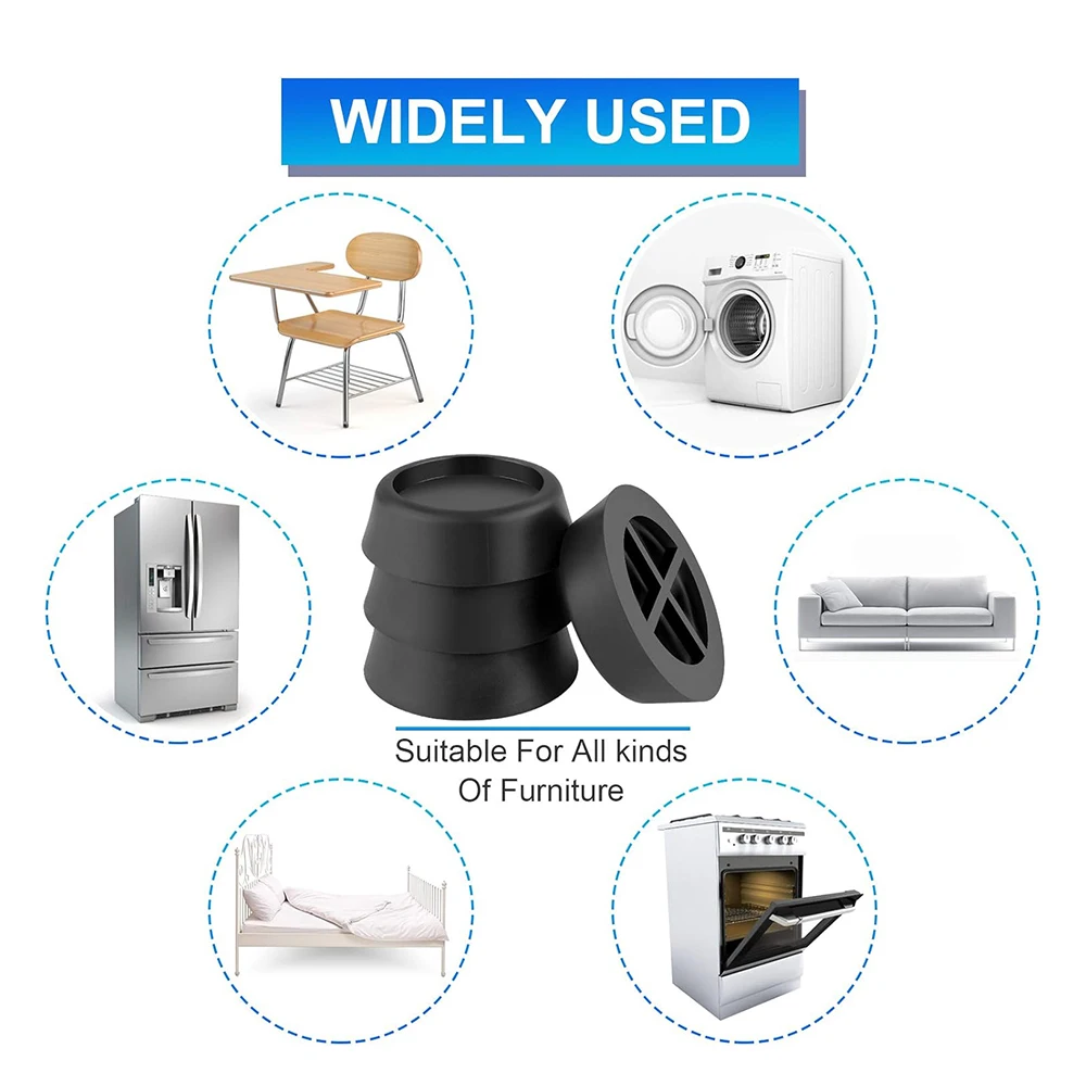 Furniture Anti Vibration Pads Noise-reducing Rubber Feet 4Pcs for Washing Machine Universal Leg Base Mats
