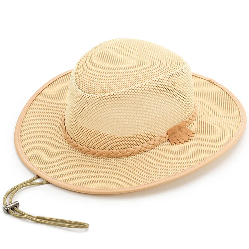 Sun Hat Hollow Out Breathable Shade Adjustment Rope Straw Solid Color
