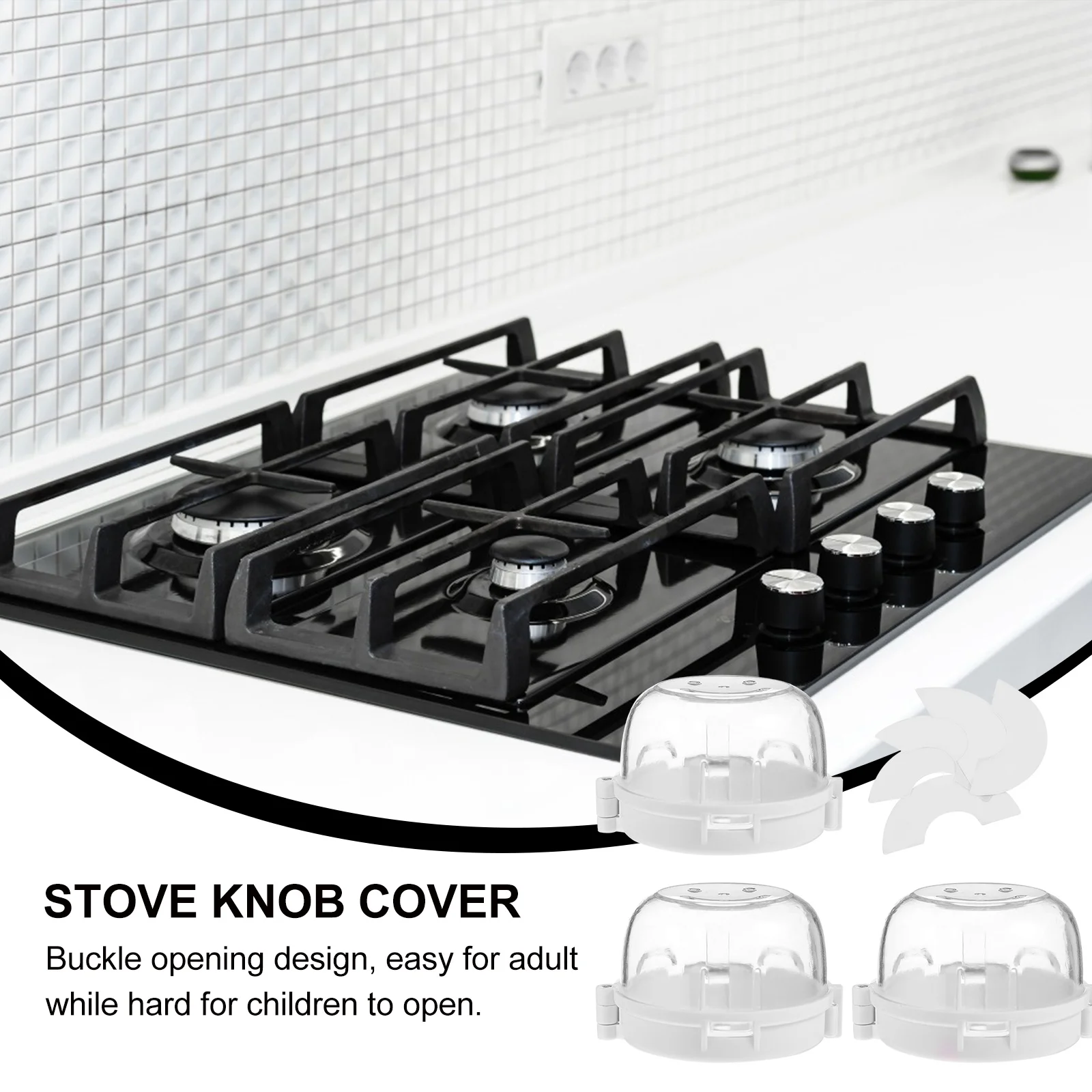 3Pcs Gas Stove Cover Knob Protectors Child Safety Baby Proof Locks Nonslip High Temp Stove Safety Covers Kitchen Guard Gas Knob