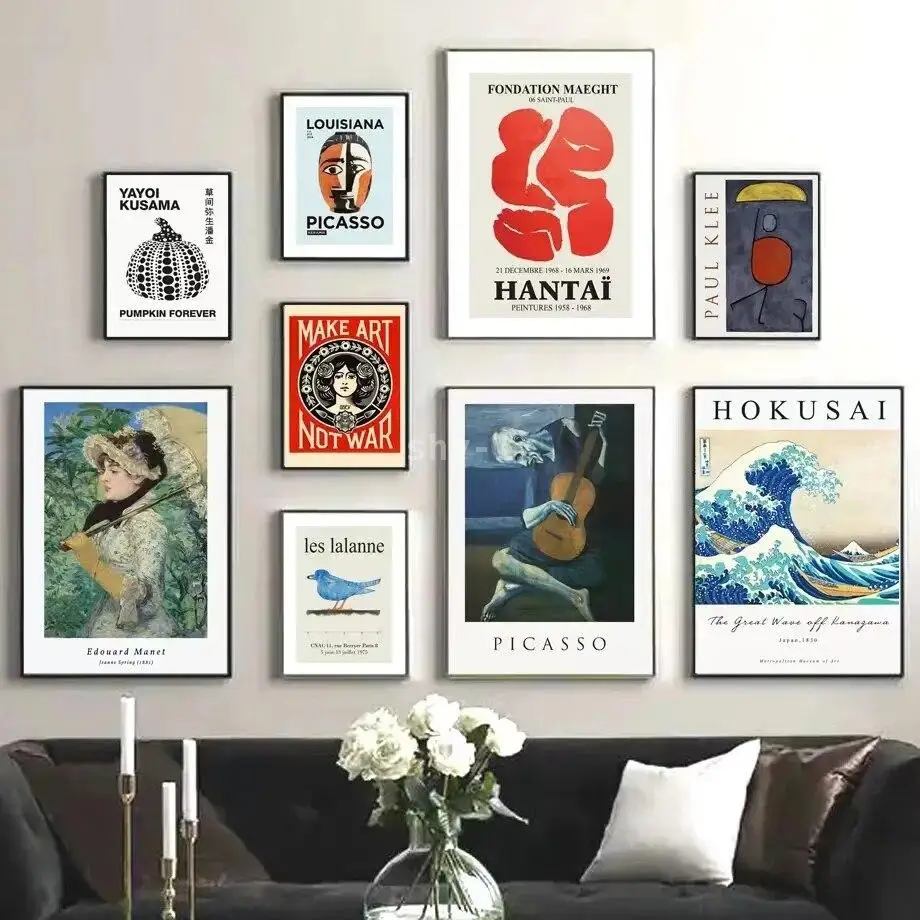 Eclettico Nordic Wall Art Canvas Paul Klee Yayoi Kusama Hokusai Prints For Living Room Decor