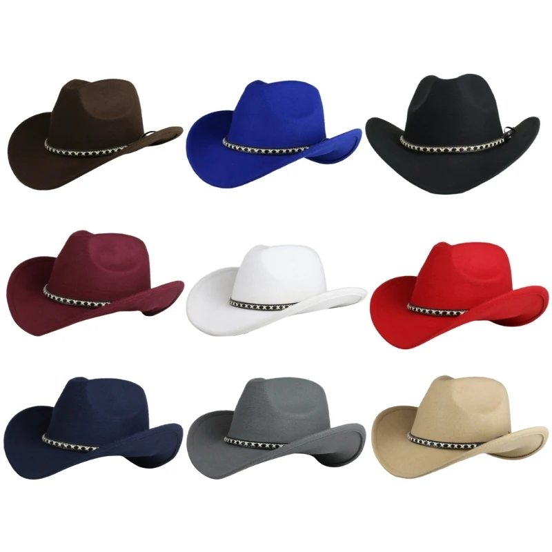 

Cowboy Hat Black Fedoras Hat Cowboy Hat for Celebration Party Panama Hat HXBA