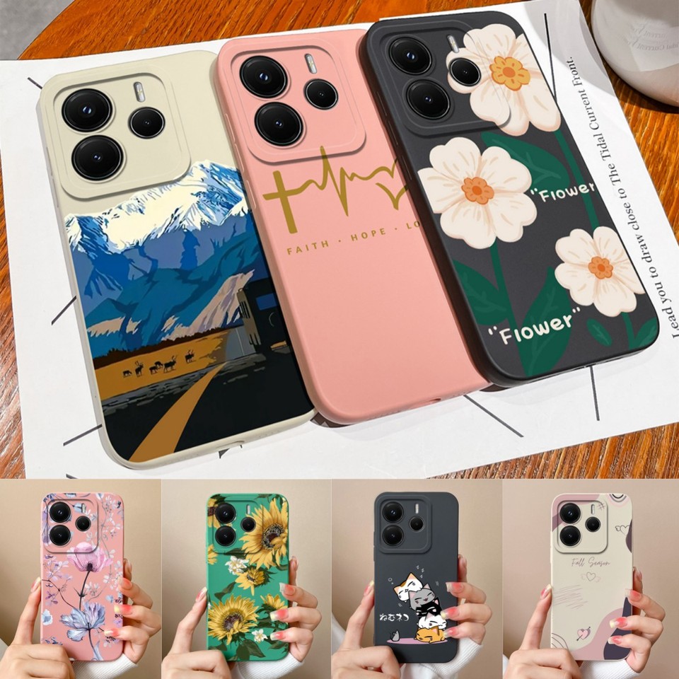 For Redmi Note 14 Pro Plus 4G 5G Cases Simplicity Pretty Flowers Silicone Soft Back Cover For RedmiNote14Pro Plus Fundas Bumper