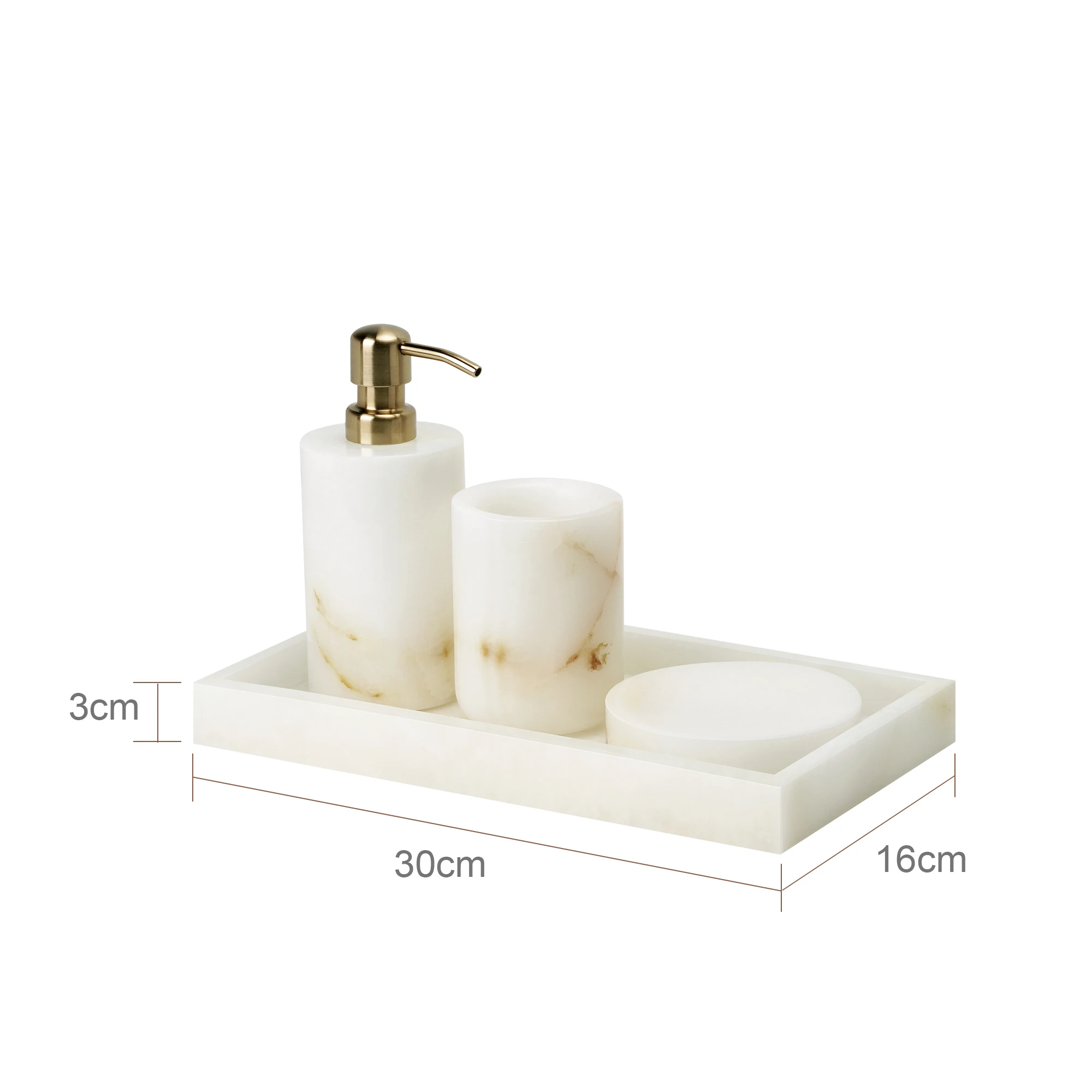 White onyx marble cotton swabs jar