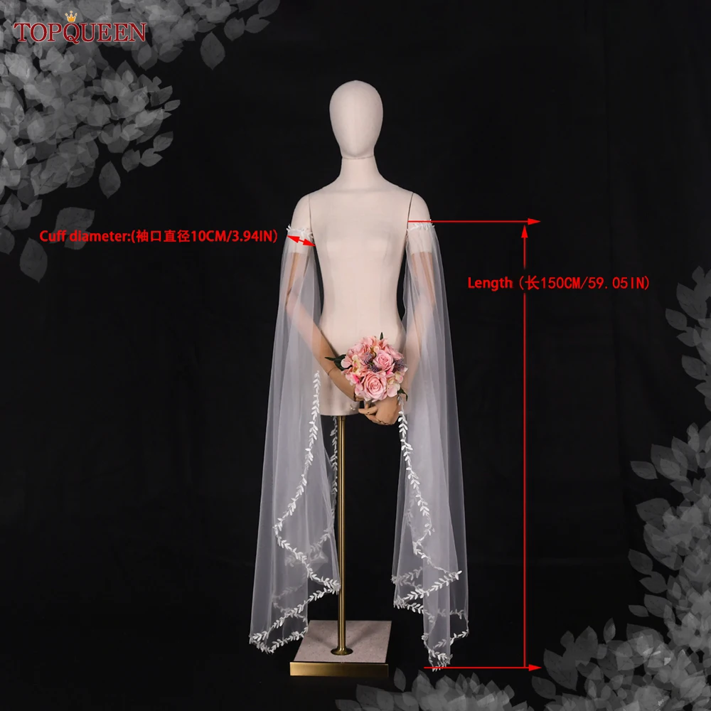 Wedding Dress Gloves Detachable Sleeves Soft Sheer Leaf Side Open Women Evening DIY Arm Accessories