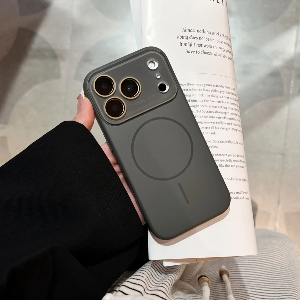 Liquid Silicone MagSafe Magnetic Shockproof Phone Case with Large Window Protect Cover