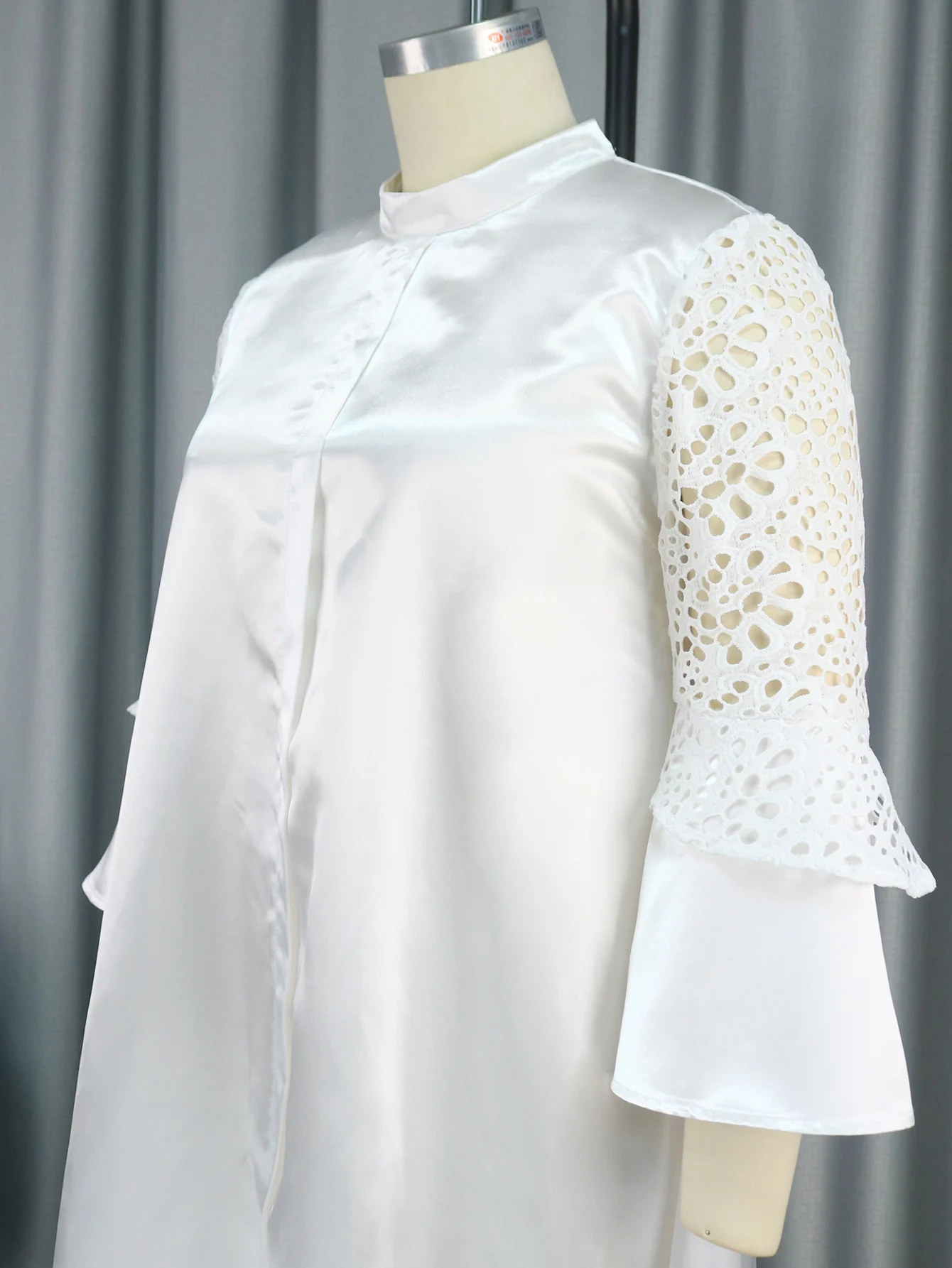 White Dress for Women O Neck 3/4 Sleeve Loose Summer Lace Patchwork Office Work Daily Party Causal Gowns Outfits Plus Size 4XL