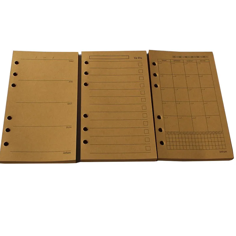 A5 A6 Loose-leaf Refill Inner Page Kcraft Weekly Monthy Line Blank Inner Page Inside Paper 40Sheet Notebook Refill Paper Refill Binder