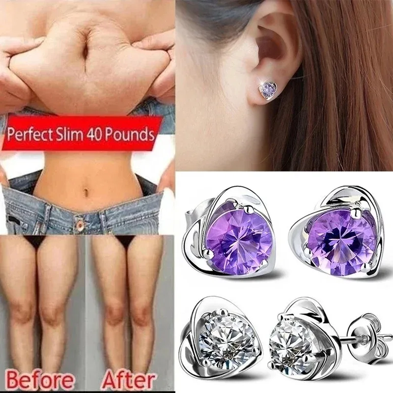 Therapy Energy Slimming Stud Earrings Weight Loss Ear Stud for Women Acupressure Health Care Magnetic Therapy Fitness Jewelry 4
