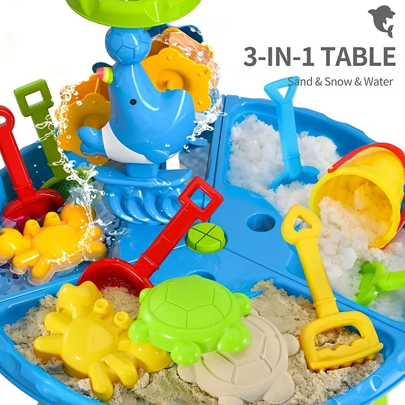 Kids Sand Water Table Toys for Toddlers 3 in 1 Sand & Water Play Table Beach Toy for Kids Table Activity Sensory Play Table Toys 3