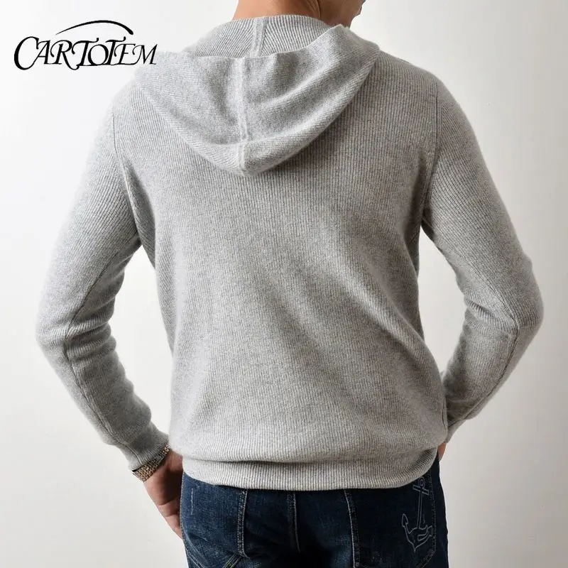 New Autumn and Winter Solid Color Hooded Sweater Jacket for Men Korean Loose and Versatile Casual Top