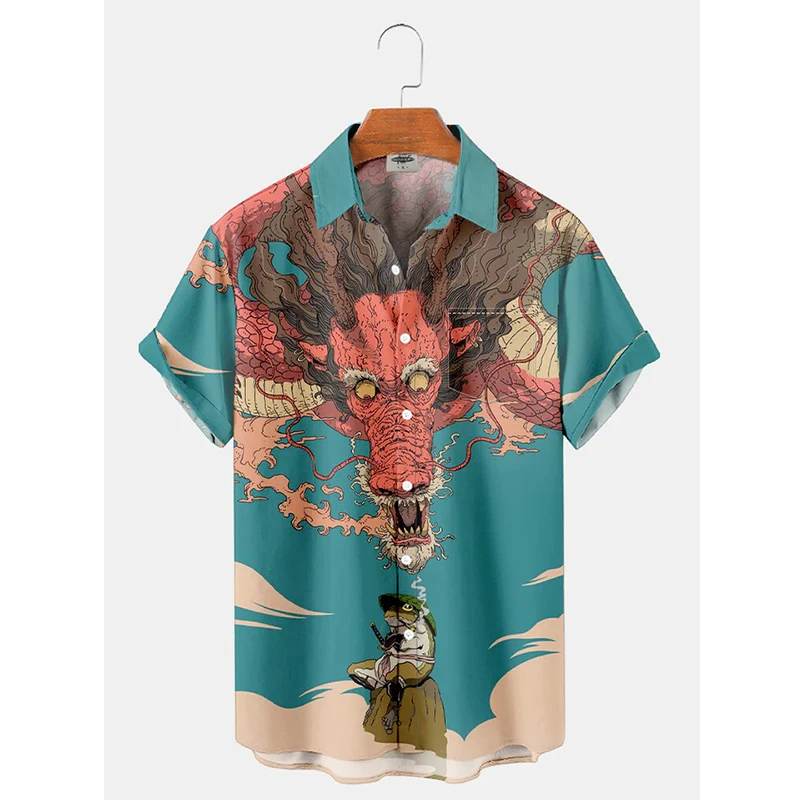 thumbnail image 1 of Camisa hawaiana divertida para hombre, estampado 3D de rana, blusa hawaiana de verano para playa, blusa informal de manga corta con solapa, ropa de calle para hombre, 1 of 4