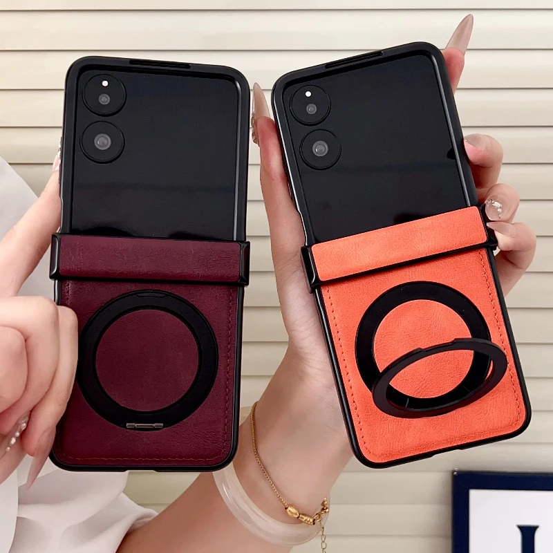 Luxury Leather Magnetic Rotating Phone Case with Shockproof Back Cover - 3-Piece Set