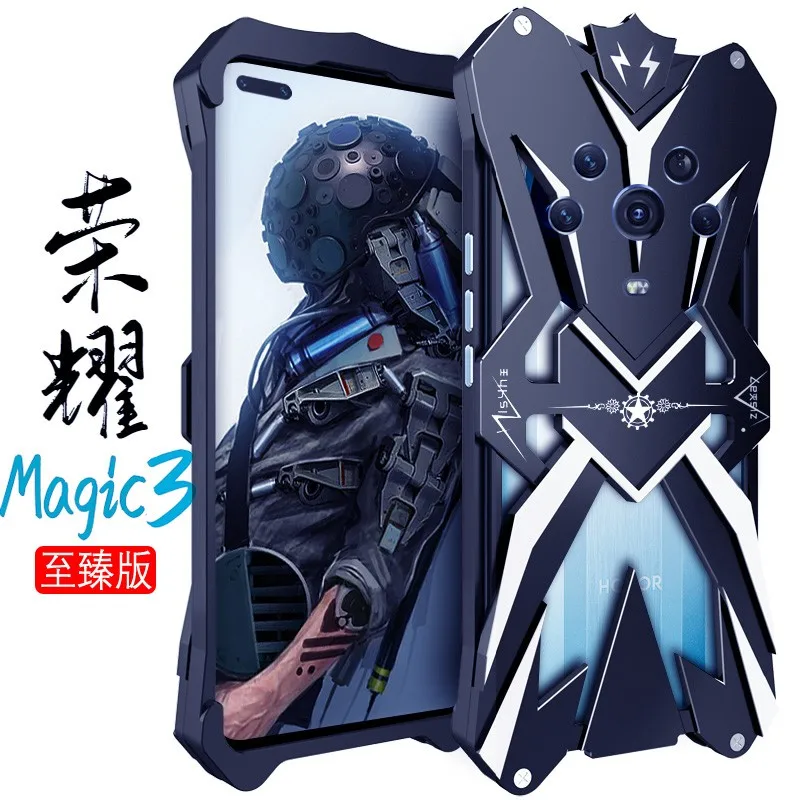 Original Luxury Armor Metal Aluminum Phone Cases For Honor Magic 5 4 3 Pro Ultra Cover Mechanical Purely Handmade Skull Case