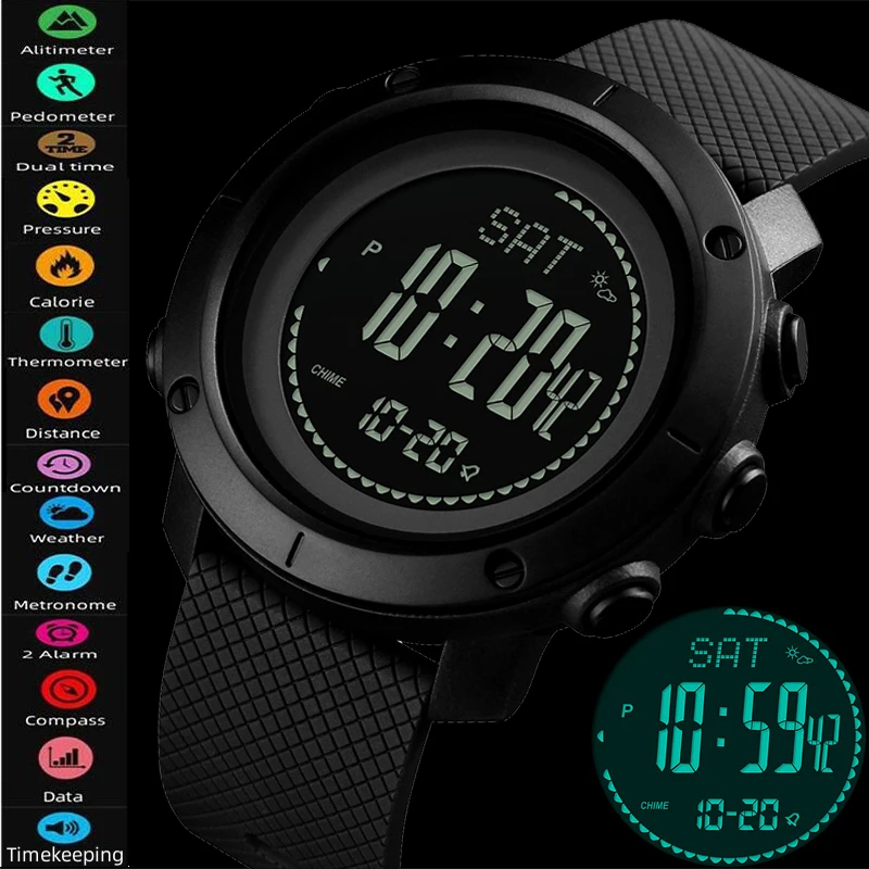 

SKMEI Top Luxury Compass Sports Watches Fashion Pedometer Thermometer Altimeter Barometer Calorie Digital Watch For Men Women