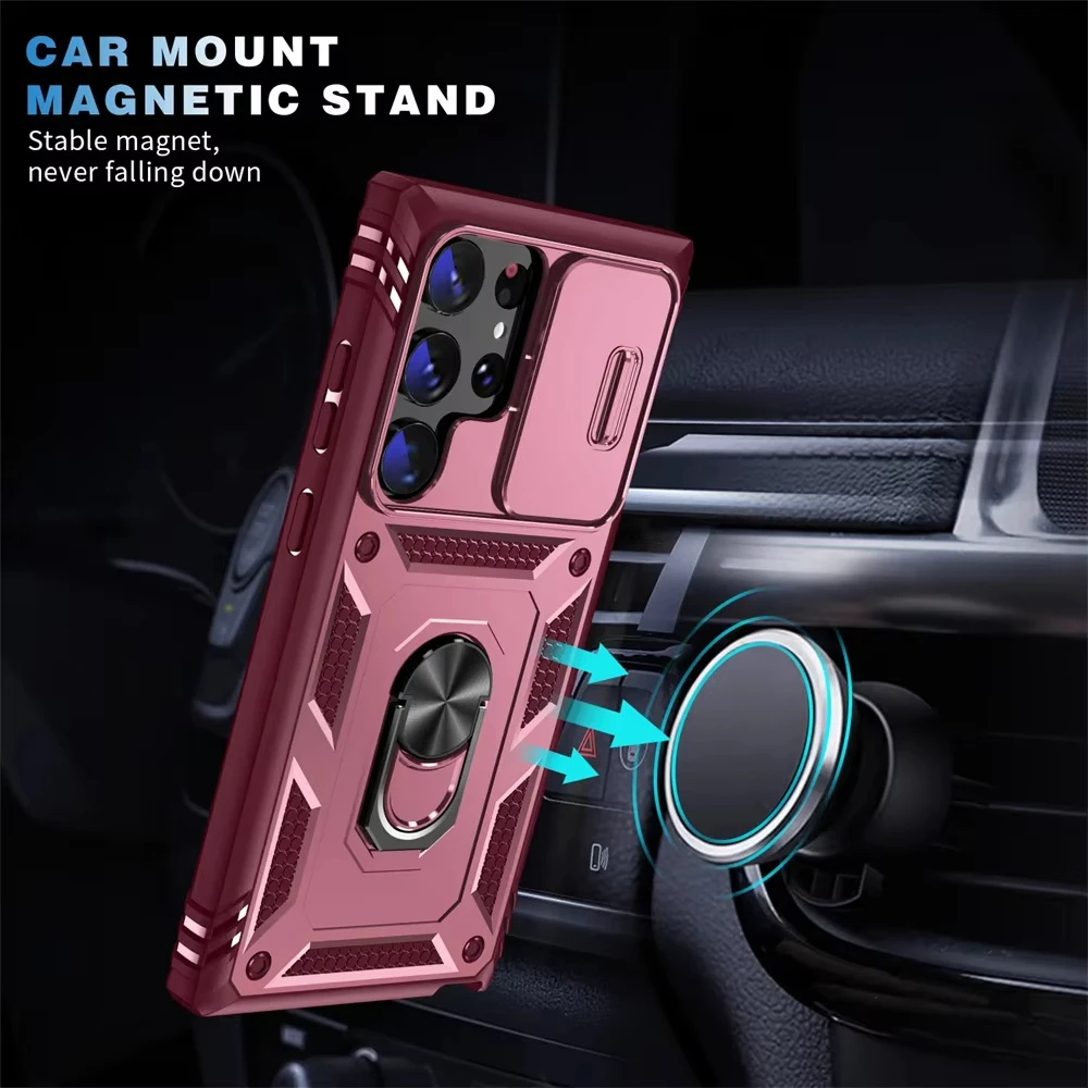 360° Rotating Armor Phone Case with Camera Slide and Military-Grade Protection