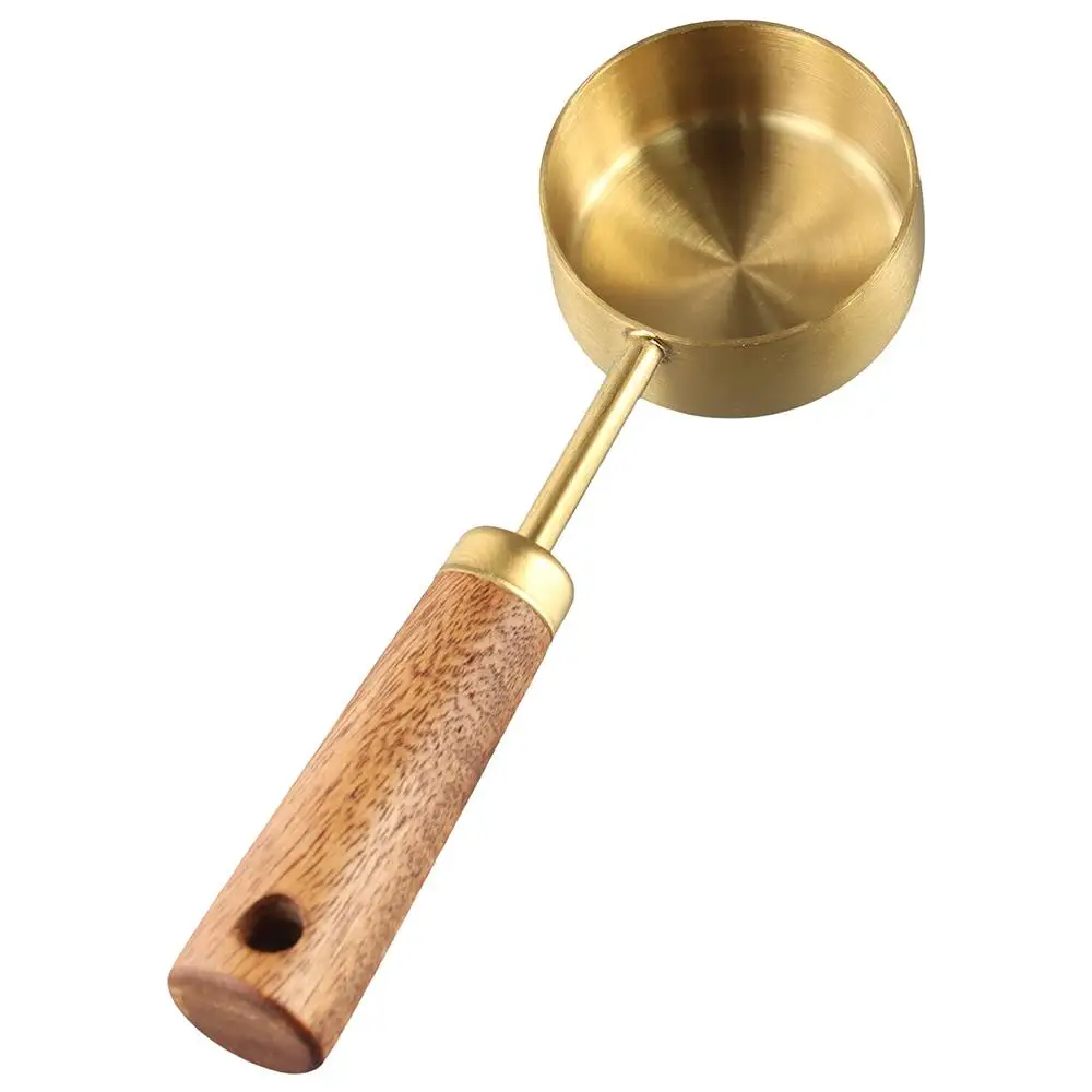 Kitchen Measuring Spoons 10ml Wooden Handle Stainless Steel Measuring Spoon Set