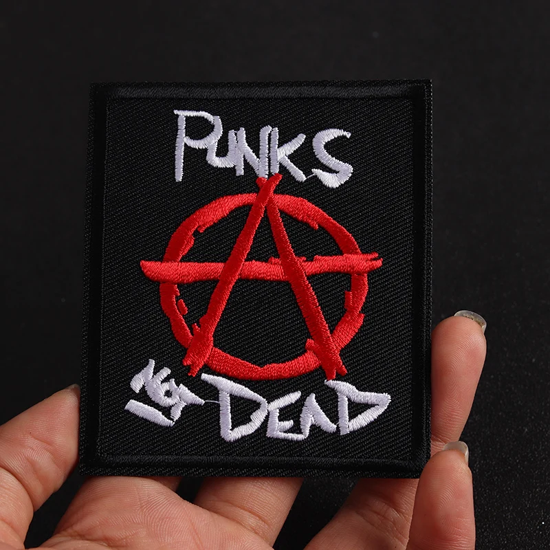 

Punk size: 8.4x7.3CM Patches for Clothing Stripe Appliques Black Embroidery Badges Sewing Clothes Stickers Iron on Decoration
