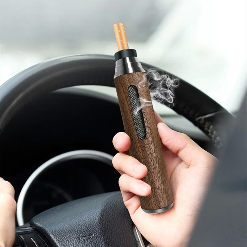 Wood Ashtray Pocket Cigar Ash Tray Soot Cover Portable Ashtray For Car Smoking Accessories With Velvet Bag and Cleaning Brush portable ashtray,cigarettes ashtray,wood ashtray