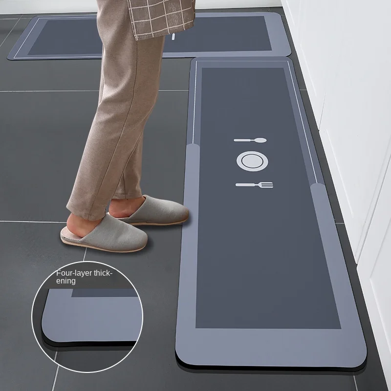 

Нескользящий кухонный напольный коврик, впитывающий коврик из диатомэ, нескользящий, длинный полосатый