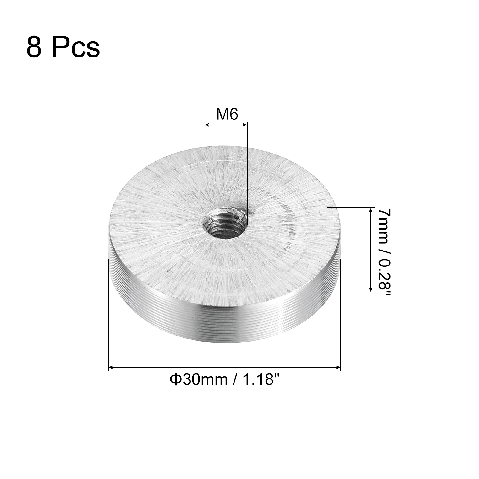 8ks 30/40/50/60mm průměr aluminium disk M6 M8 M10 nitka kolo vzhled sklo stůl kroužek disk káča adaptér hardware