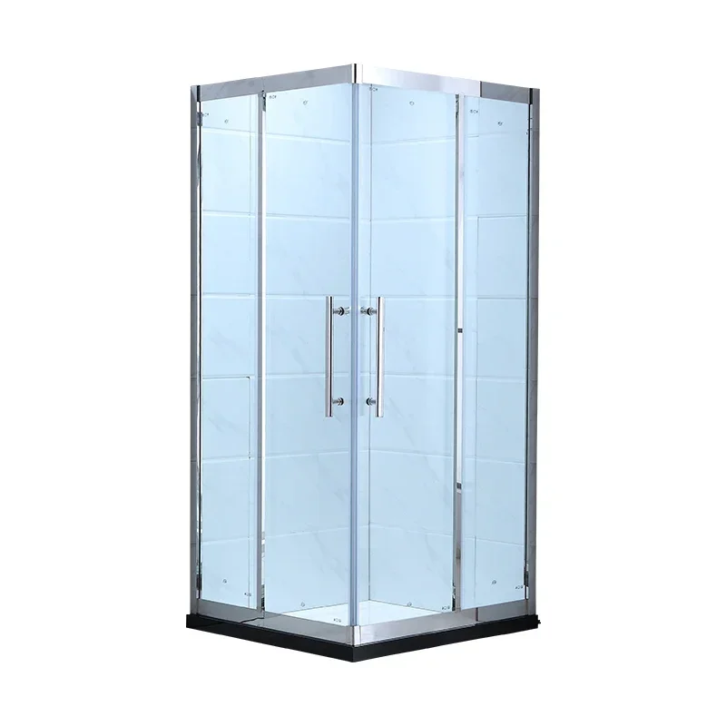 Aiweiluo Simple Sliver Sliding Bathroom 8MM Tempered Glass Shower Enclosure Shower Door
