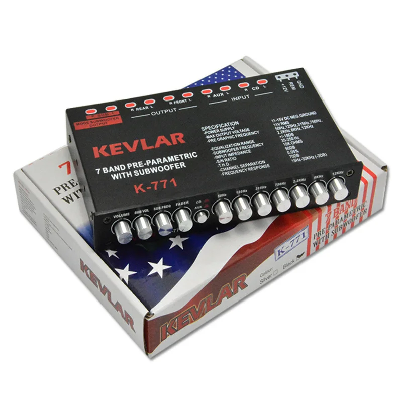K-771 7 Segment Equalizer Car Audio EQ Tuning Crossover Amplifier DC 12V audio equalizer
