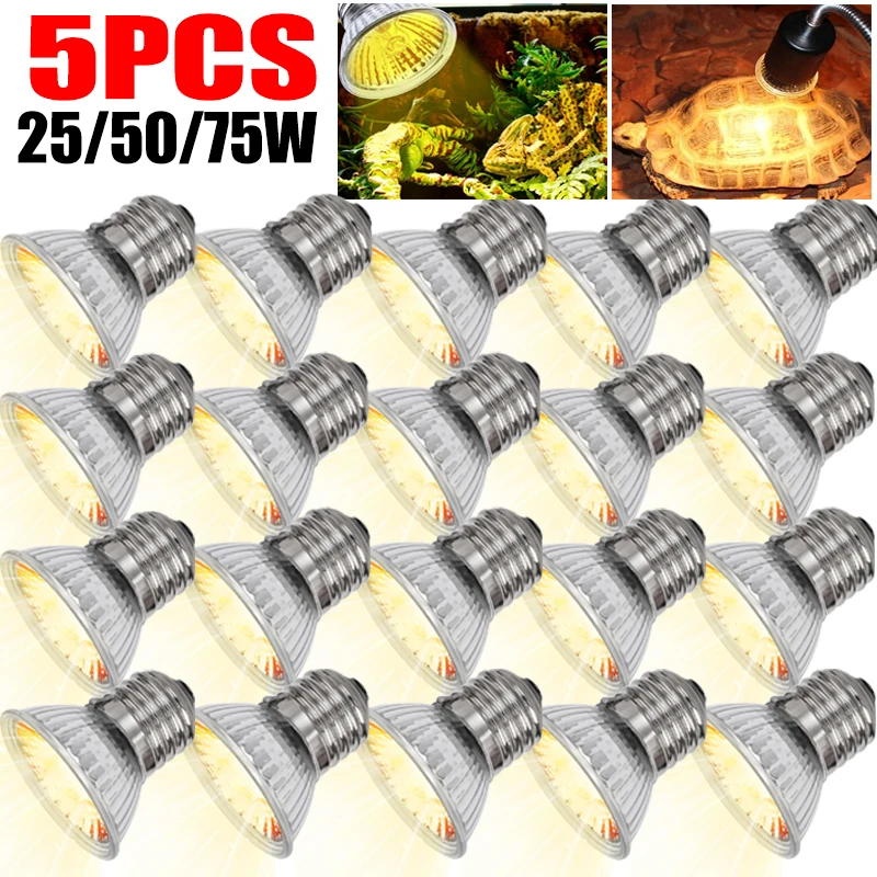 25/50/75W Reptile Heating Light Bulb Turtle Lizards Pet Growth Heat E27 Lamp Bulb UV Light Bulbs Heating for Amphibians
