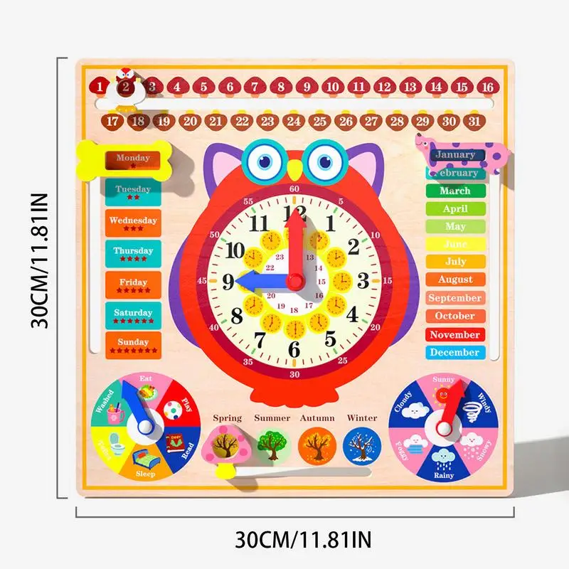 Calendar Clock Board Cartoon Weather Board Time Cognitive Toy Cultivate Curiosity Toy Board For Early Learning Center Living images - 6