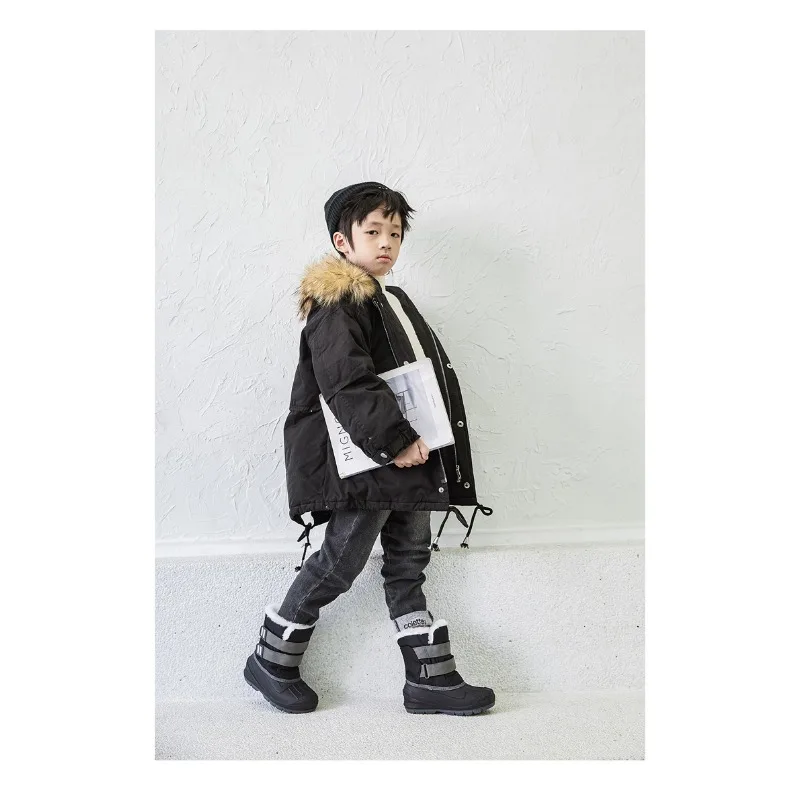 Kids Plush Snow Boots Children Waterproof Anti-Slippery Keep Warm In Winter Padded Cotton Shoes Soft Flat Sole Footwear