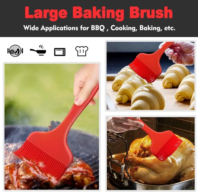 Brosse à Badigeonner Pour Sauce, Barbecue, Barbecue, Pâtisserie, Cuisson à La Chaleur, Brosse En Silicone Avec Poignées En Acier Inoxydable
