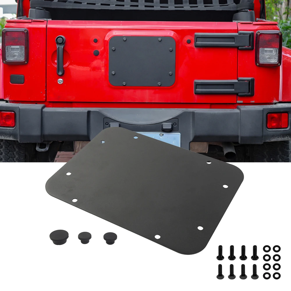 Spare Tire Carrier Delete Plate For Jeep Wrangler JK 2007-2018 - Black Metal Filler Cover