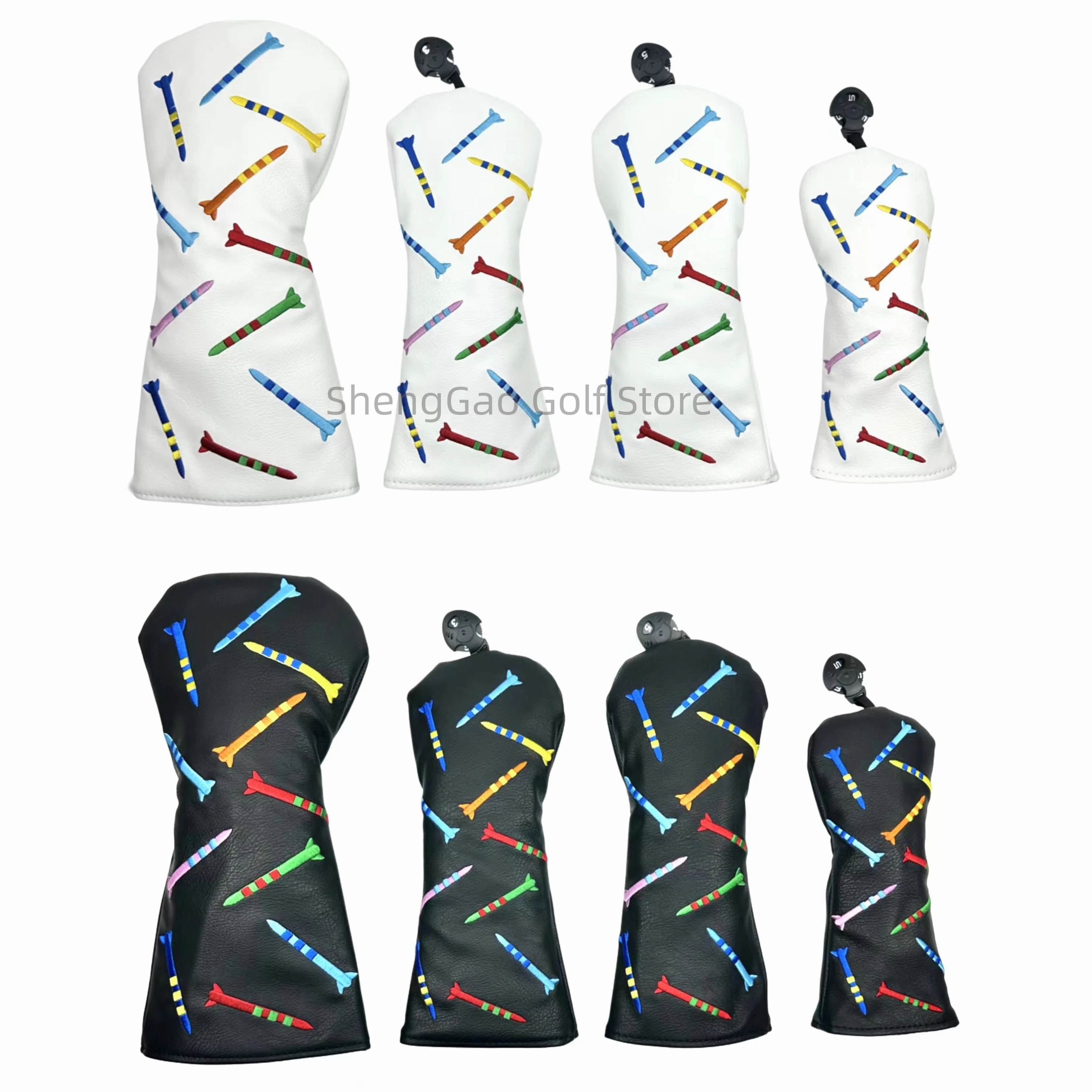 Golf Rocket pattern Head cover Driver Head Covers Fairway Wood Covers Hybrid Putter Cover Pu Leather golf putter head covers golf club head covers