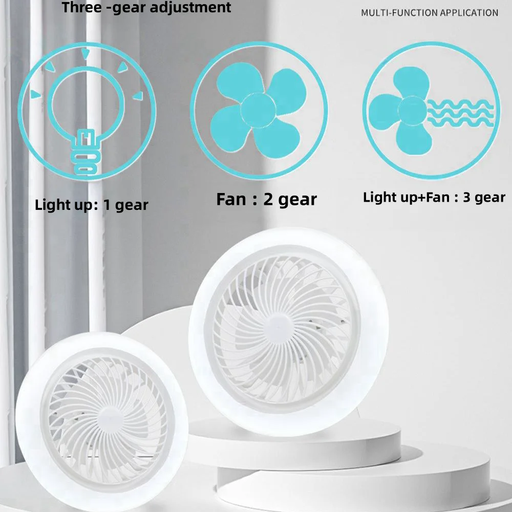 2-in-1 Three-speed Mode LED Fan Light LED Lamp Bead E27 Screw Fan Light Remote Control Wall Control Bedroom Light Fan Ceiling 4