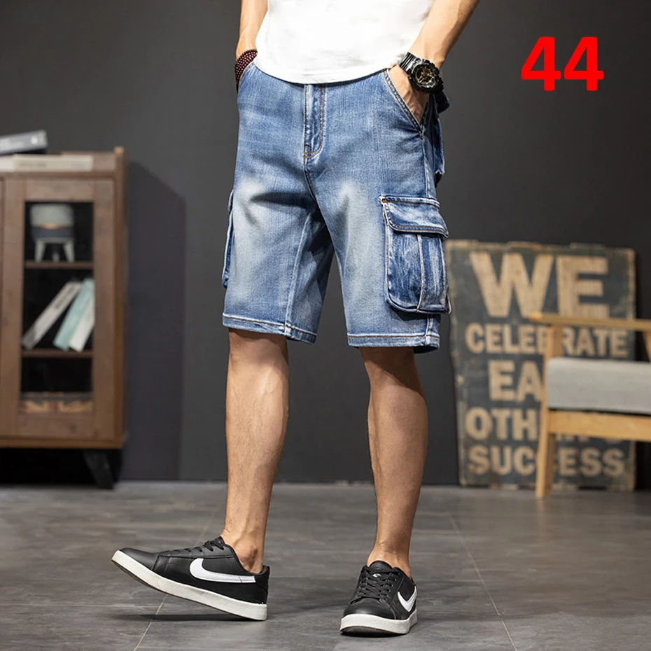 Pantalones cortos vaqueros para hombre, Shorts Cargo holgados, ropa de  calle a la moda, talla grande 44, Verano - AliExpress