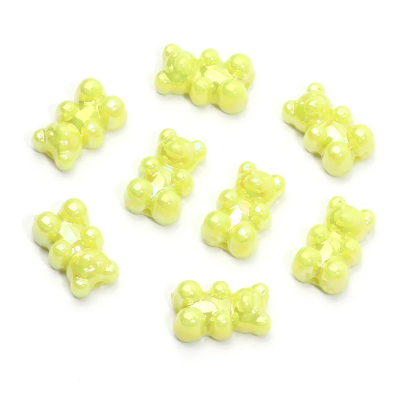 20 Stück 11x18mm glänzende süße Bärenperlen Macaron AB Acryl Spacer Perlen für Schmuckherstellung DIY Armband Halskette Schlüsselanhänger Charm – Detail 5