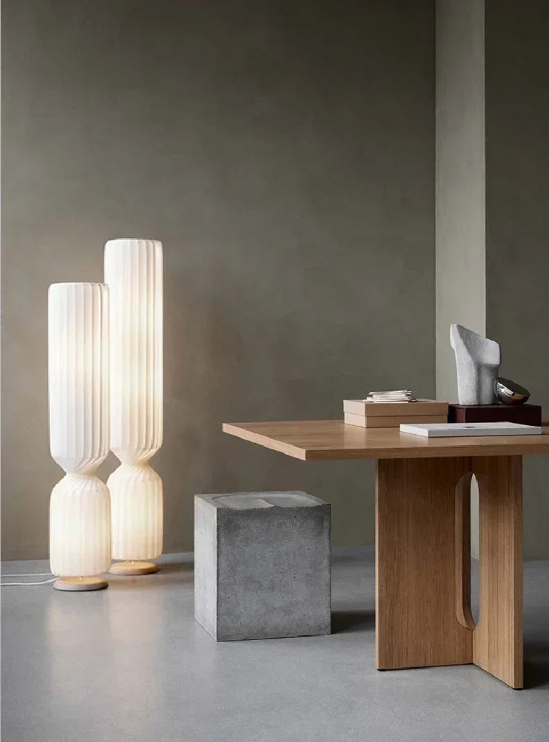Description Picture 2 of itemNordic pleated Floor Lamp wabi sabi white Fabric  For Living Room Bedroom Loft Decor LED corner long strip Standing Light