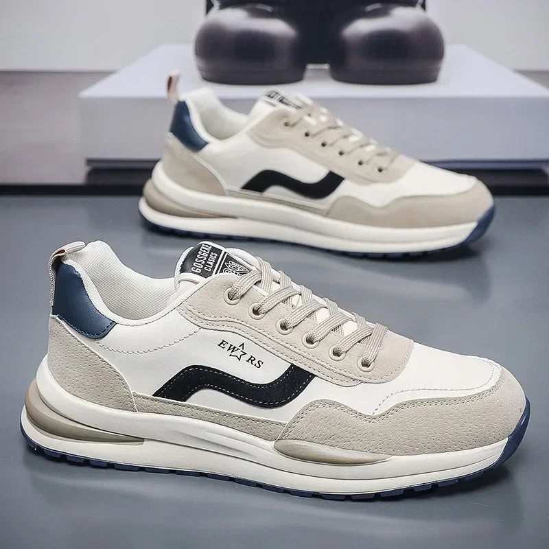 

Casual Mens Sports Shoes Man Comfort Cushioning Sneakers Leather Lace Up Gym Jogging Shoes for Men Increase Vulcanize Male Shoes