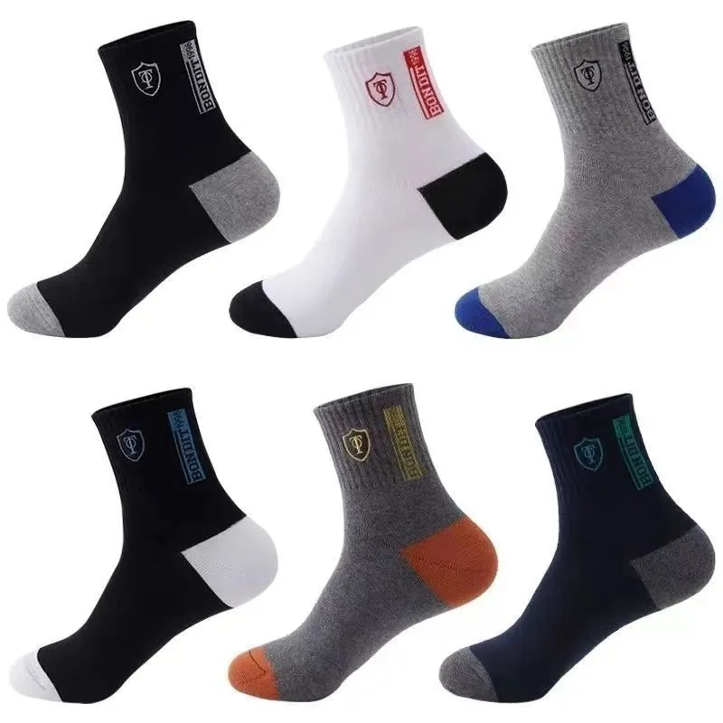 Breathable Bamboo Fiber Cotton Men's Sports Socks - Sweat-Absorbing & Deodorizing Business Wear