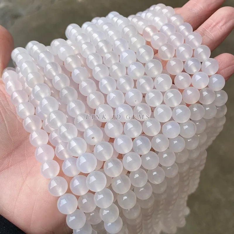 7A Top Quality Natural White Agate Beads Round Loose Spacer Onyx Bead For Jewelry Making DIY Charm Bracelets Necklace Accessory
