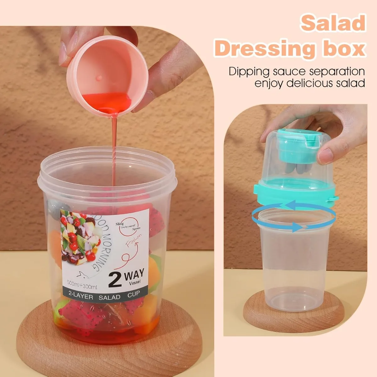 Portable Breakfast Parfait and Snack Cups with Forks & Dressing Holders