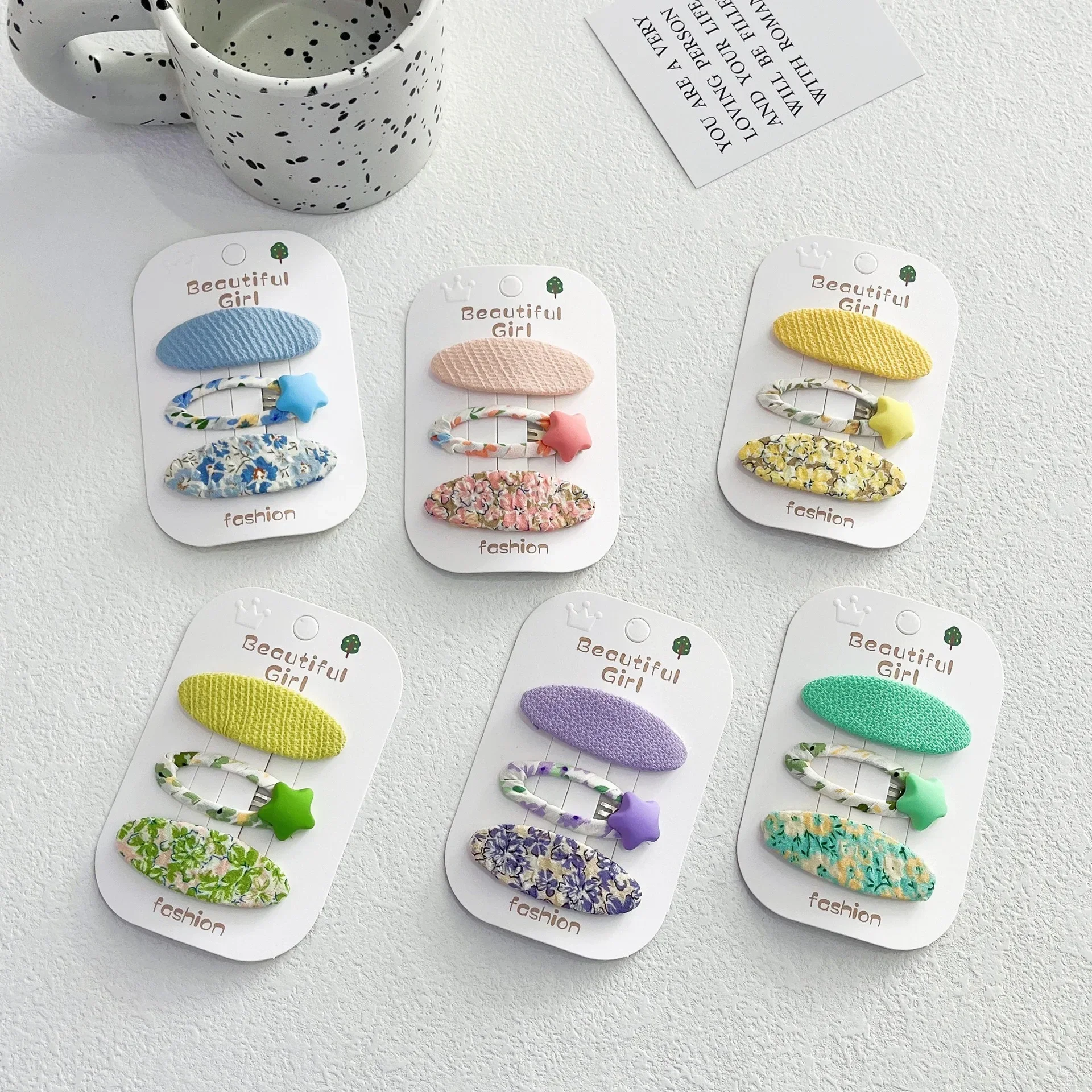 3Pcs/set Cute Floral Baby Hair Clips Korean Oval Toddler Girl Hair Pin Bang Side Clips for Little Girl Kids Hair Accessories