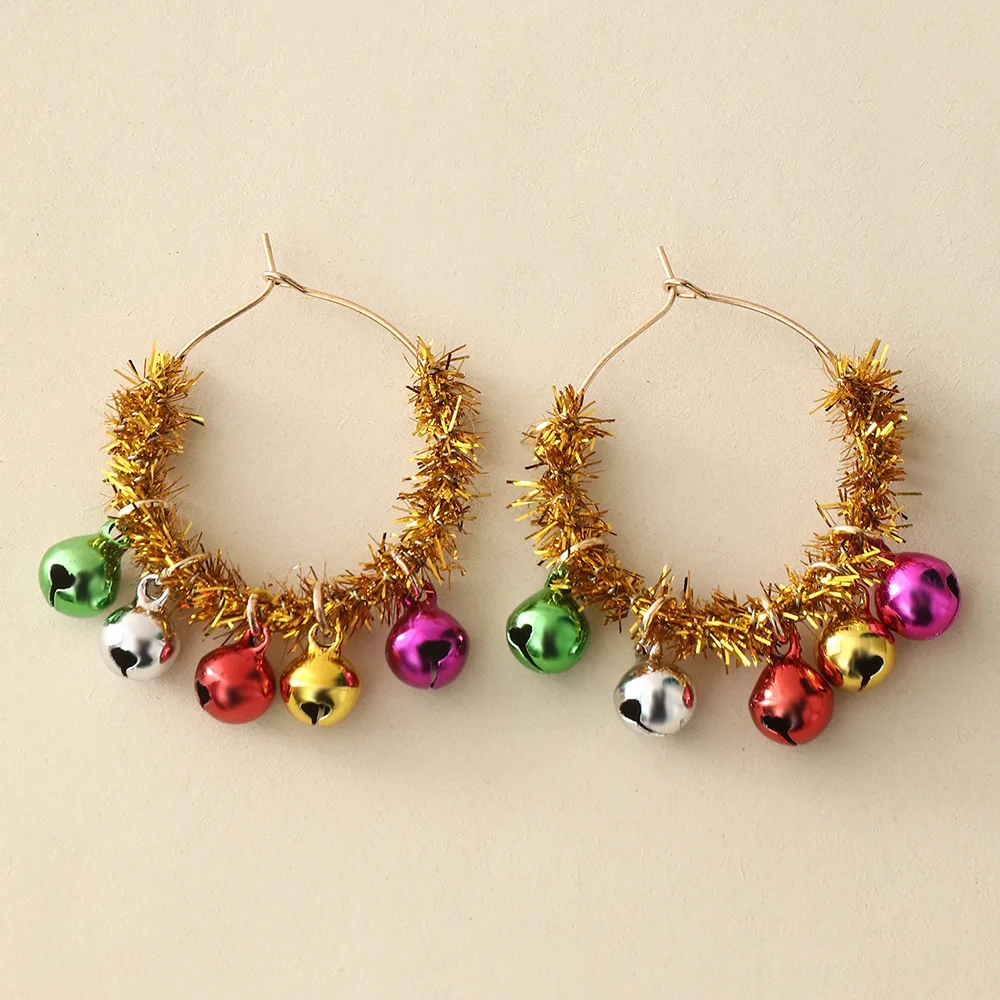 Colorful Bells Christmas Gingle bell  Earrings Jewelry Women Girls Fashion Christmas Tree Earrings New Year Ear Jewelry Gift