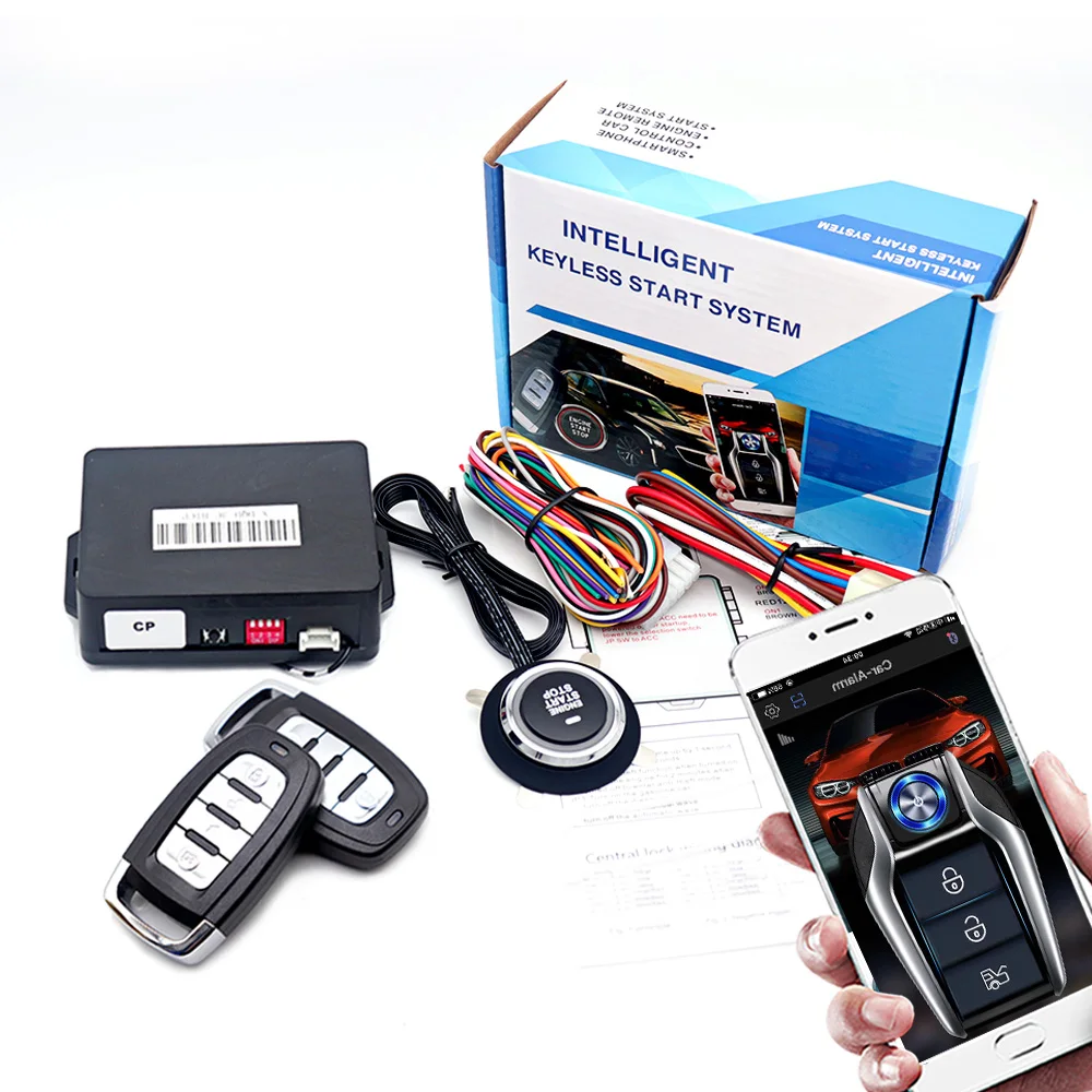 Universal Car Alarm Auto Start Stop System Remote Control Engine Ignition Autostart Kit Keyless Push Start System Car Accessorie