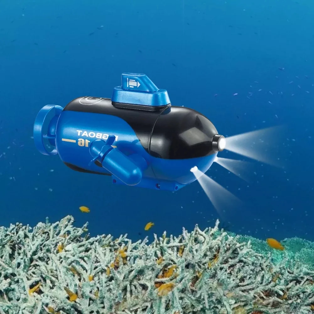 New Mini RC Submarine With LED Light Radio Control Boat Waterproof Charge Nuclear-powered Submarine Model Gift Toys for children 2