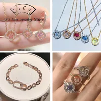 2025 New Fashion Shining Jumping Crystal Women's Fine Jewelry Set Luxury Brand Necklace Earrings Bracelet Ring Memorial Gift