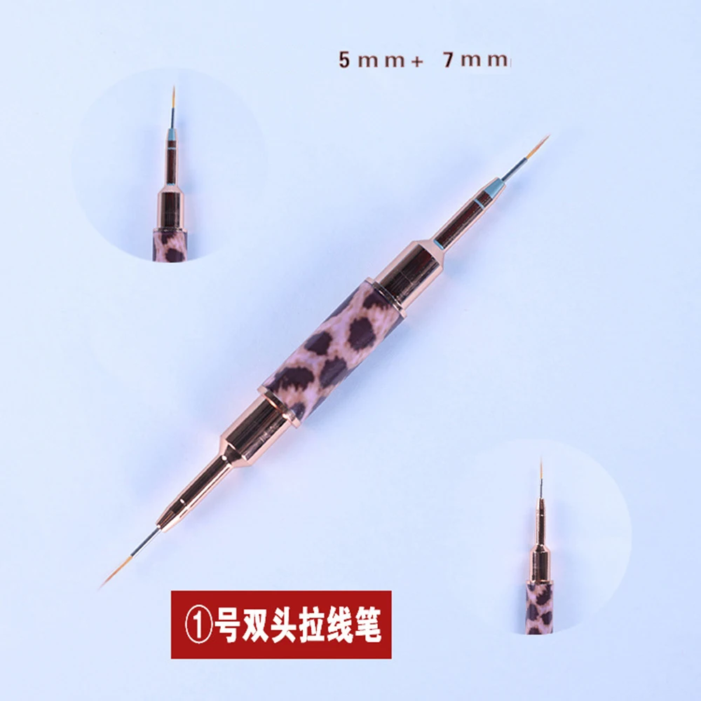 Enhanced Leopard Print Nail Art Brushes - Double-Headed Thin Detailer for Precision Manicure Design
