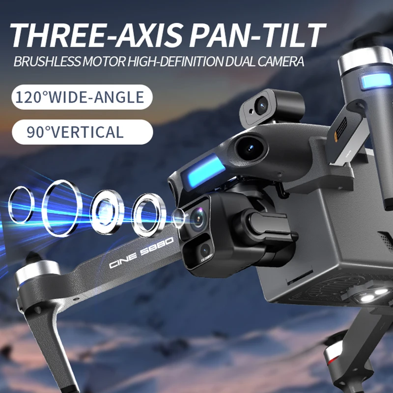 Nuovo Drone 2026 con Doppia Fotocamera 8K, Schermo Grande da 5,5 Pollici, Controllo dell'Aereo, Gimbal a 3 Assi, GPS, Ritorno Automatico, Elicottero Giocattolo - Image 4