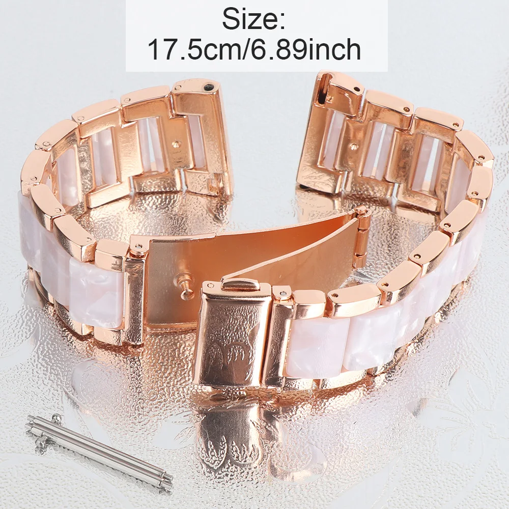 Two-Color Metal Watch Strap, 18mm to 22mm Adjustable Bracelet