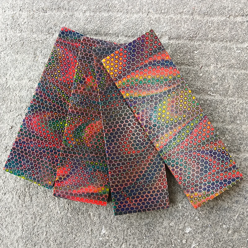 2pieces Mixed Color C-Tek Honeycomb Resin Material for DIY Knife Handle Making Material Plate Resin Compound Material 120x40x8mm